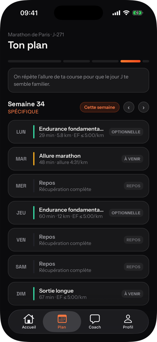 Enami — ton plan de la semaine, séance par séance
