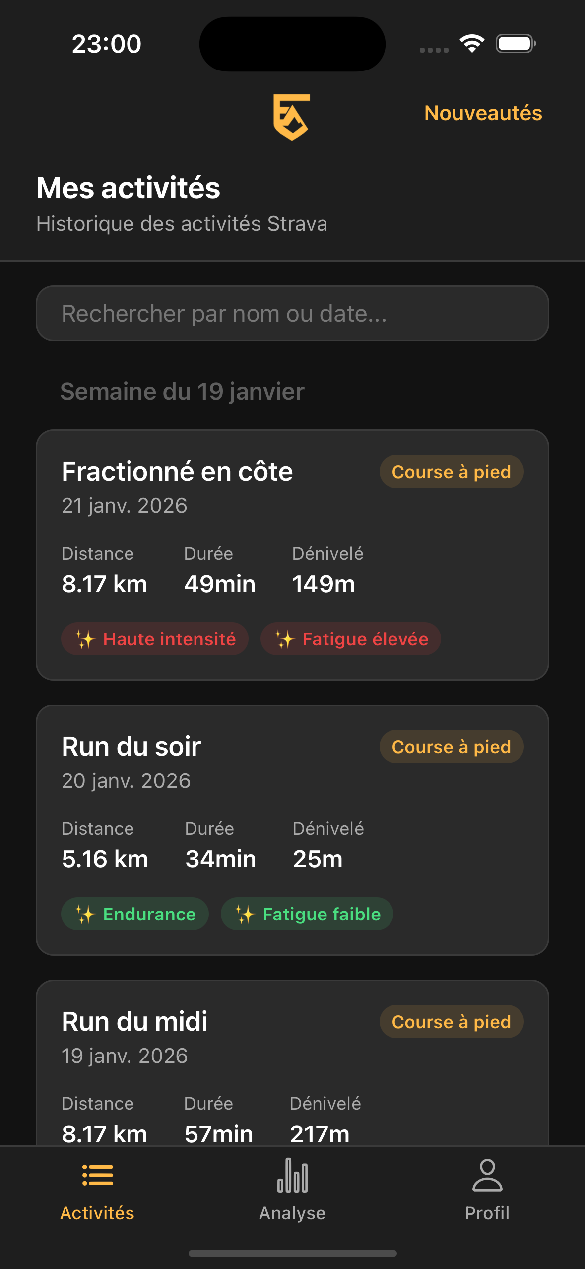 Enami - Liste des activités