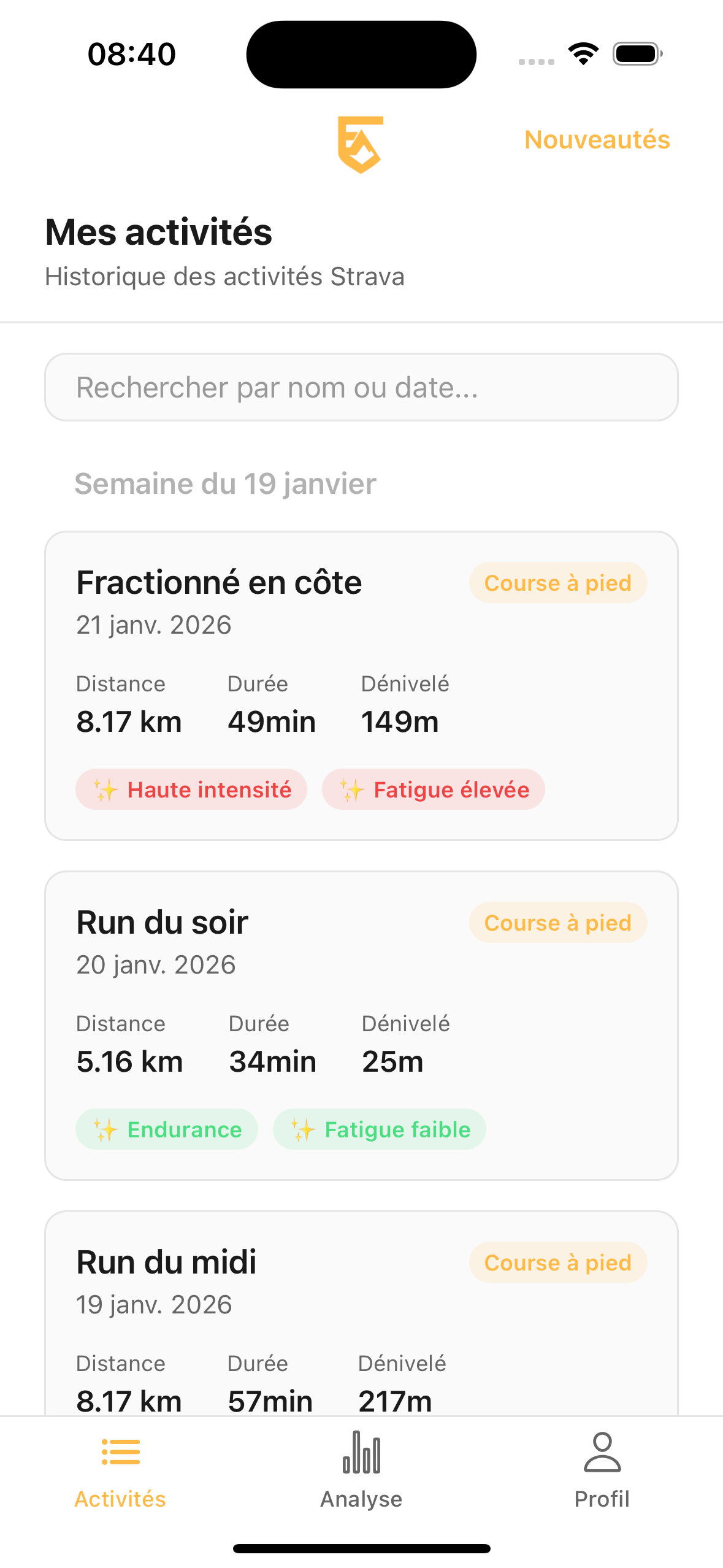 Enami - Liste des activités